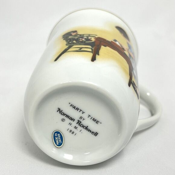 Vintage Norman Rockwell Museum Coffee Cup 1981 Set of 4 Ceramic White w/Gold NOS - Picture 8 of 14